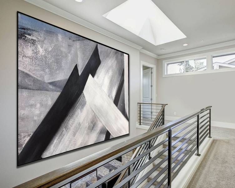 Black Oversized Canvas Painting Abstract Canvas Artwork XN2VS wall art
